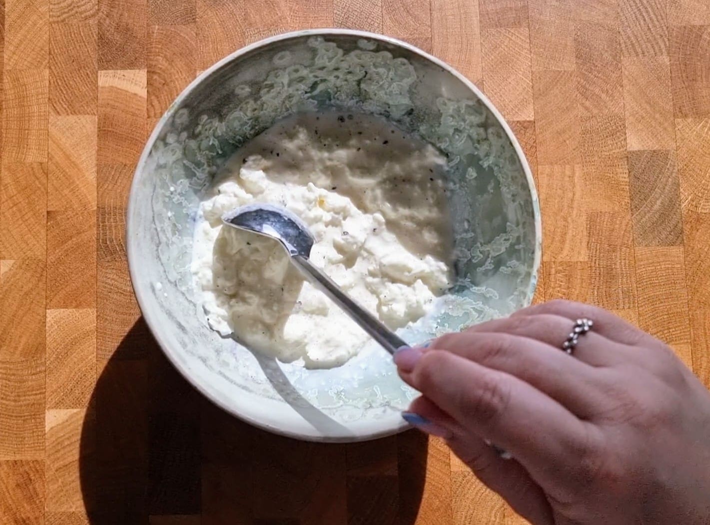 Stracciatella in the making