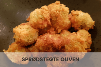 Sprødstegte oliven snacks med grøntsager