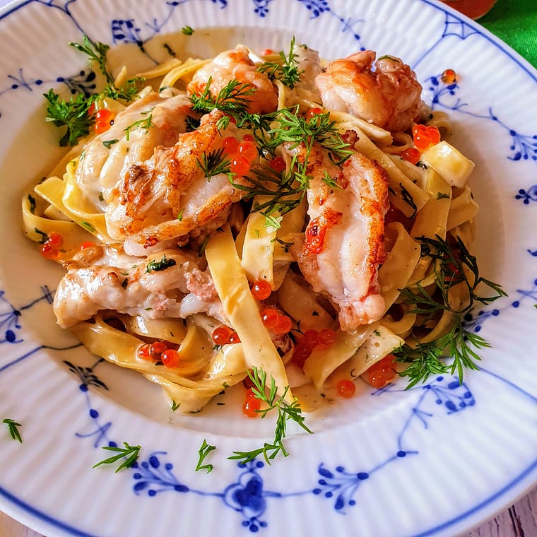 Pasta med jomfruhummer og ørredrogn